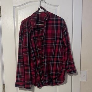 Old Navy Men's Burgundy Plaid Button Down Shirt